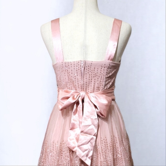 Windsor Soft Pink Short Cocktail Prom Party Dress with Gold Glitter Sparkle - Picture 10 of 17